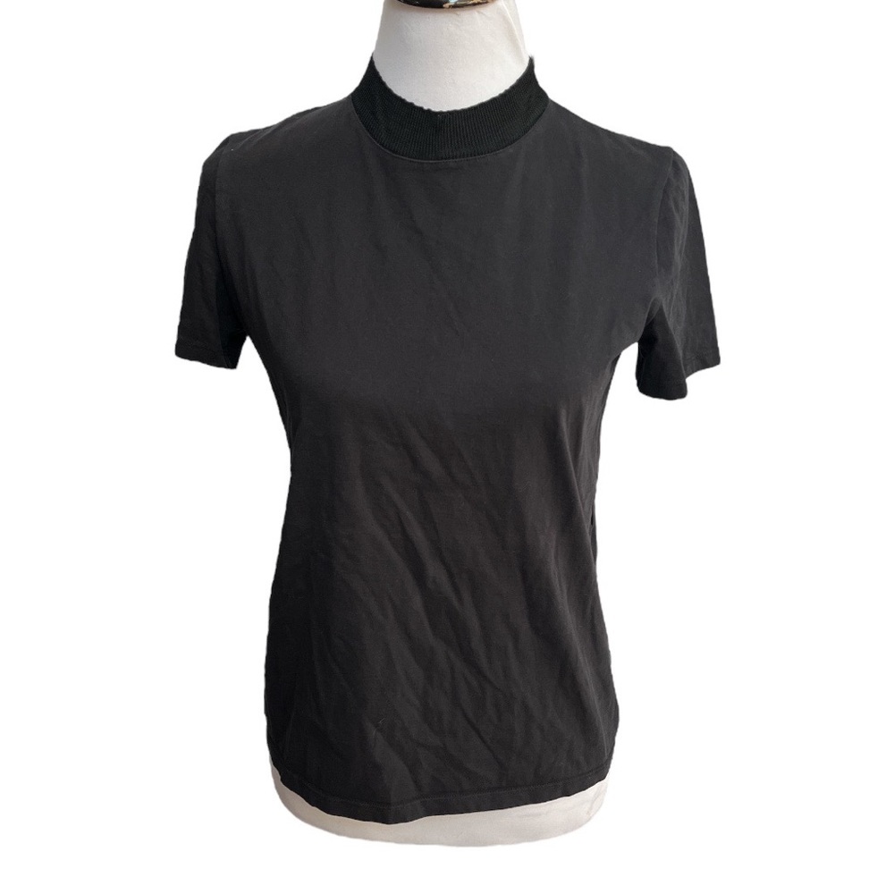 Zara Short Sleeve Mockneck TShirt Black Size Medium